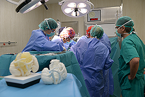 En primer plano, dos maquetas en 3D para la operación Fuente: Hospital Sant Joan de Déu