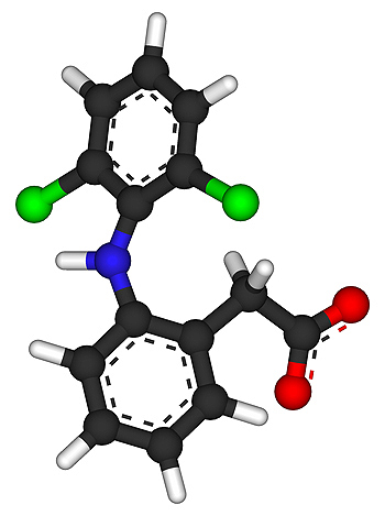Representación estructural de Diclofenaco  Autor/a de la imagen: Fvasconcellos Fuente: Wikipedia
