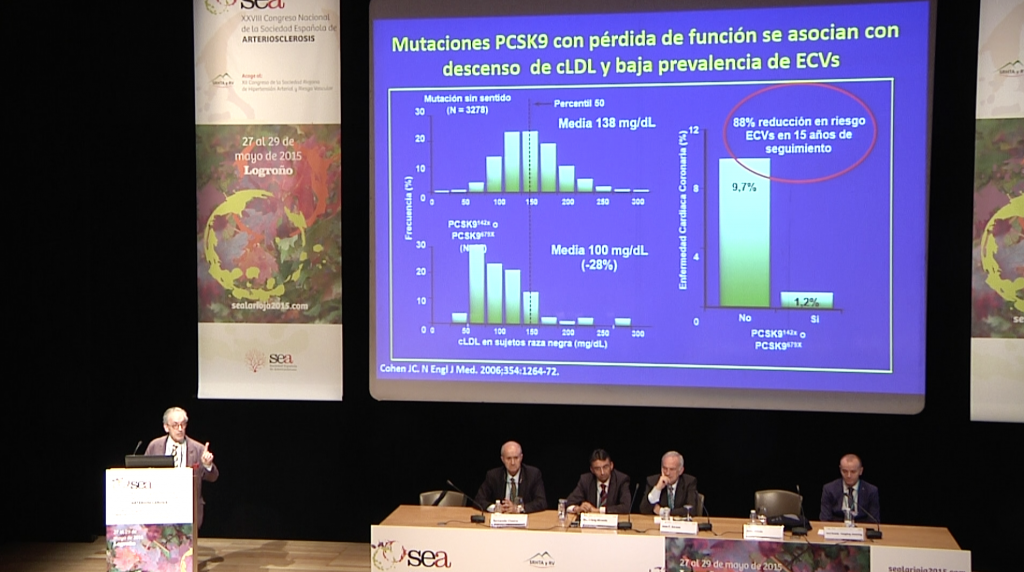 6ta diapositiva de la ponencia ("Nueva diana terapéutica en el tratamiento de las dislipemias: PCSK9") del Dr. Jesús Millán