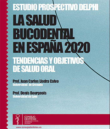 Portada del ‘Estudio prospectivo Delphi, la salud bucodental en España 2020. Tendencia y objetivos de salud oral’ Fuente: Consejo General de Dentistas de España