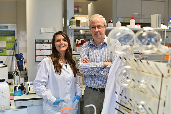 Los investigadores Beatriz Lozano y Ramón Martínez Máñez Fuente: Centro de Investigación Biomédica en Red (CIBER) 