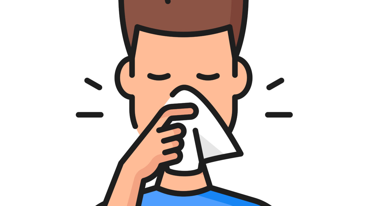 Allergy, rhinitis or cold fever symptom line icon